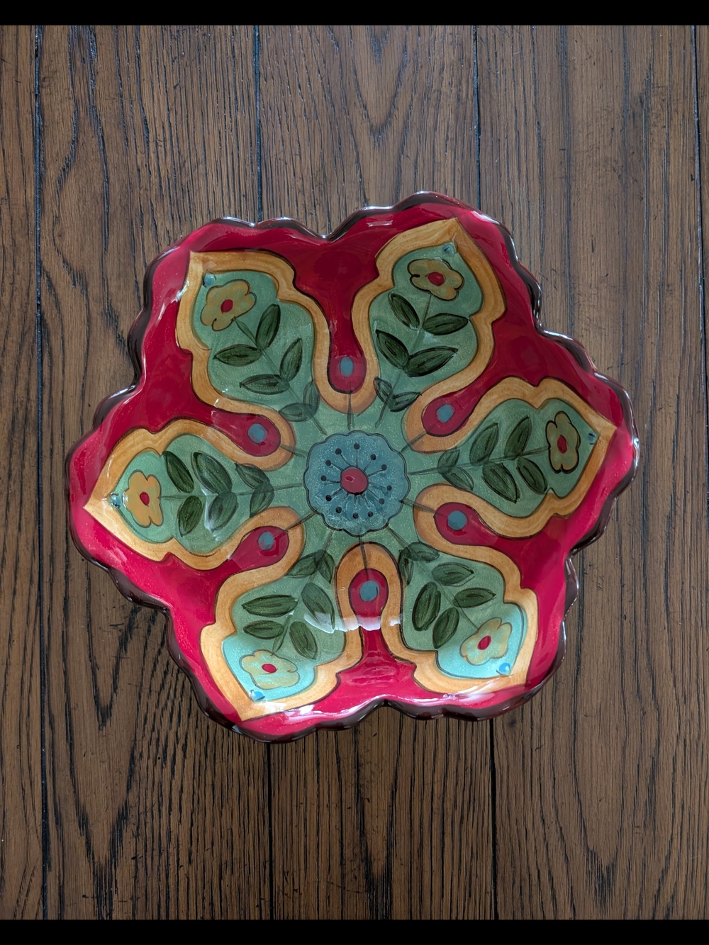 Pier 1 Imports Carynthum Earthenware Serving Bowl Floral Design